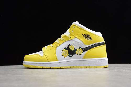 【340】[AV5174-700]-[AIR JORDAN 1 MID GS DYNAMIC YELLOW/BLACK-WHITE]-[WOMAN:36-40]