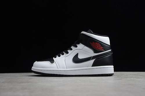 【360】[BQ6472-101]-[AIR JORDAN 1 MID REVERSE BLACK TOE WHITE/GYM RED-BLACK]-[WOMAN:36-39]