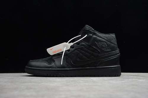 【300】[DB6078-001]-[AIR JORDAN 1 MID BLACK QUILTED BLACK/BLACK/BLACK]-[UNISEX:36-45]
