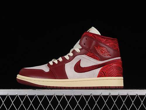 【340】[DZ2820-601]-[WMNS AIR JORDAN 1 MID SE LIFT UP TEAM RED/UNIVERSITY RED/SAIL/MUSLIN]-[35.5-40]