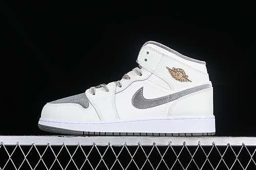 【340】[FB9899-100]-[AIR JORDAN 1 MID SE GS SAIL/METALLIC GOLD/FLAT PEWTER]-[WOMAN:35.5-40]