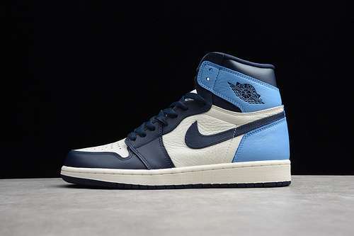 [108-106-117]-[555088-140]-[ST AIR JORDAN 1 RETRO HIGH UNC LEATHER OBSIDIAN/UNIVERSITY BLUE]