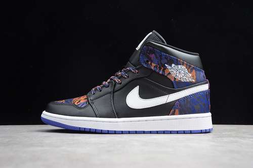 【340】[AV5174-005]-[GZ AIR JORDAN 1 MID TIGER STRIPE BLACK/WHITE-RUSH VIOLET][UNISEX:36-47]