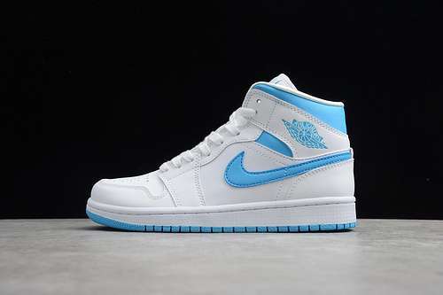 【360】[BQ6472-114]-[AIR JORDAN 1 MID UNC WHITE/WHITE/BLUE]-[WOMAN:36-39]