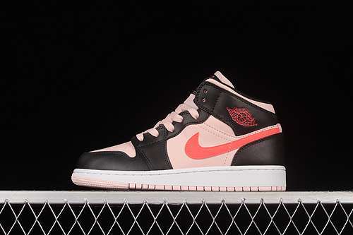 【340】[554725-604]-[AIR JORDAN 1 MID GS BLACK PINK CRIMSON ATMOSPHERE/INFRARED 23]-[WOMAN:35.5-40]