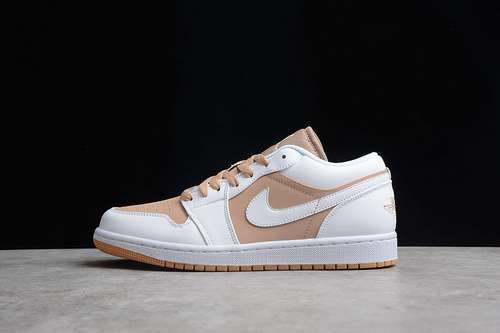 【300】[DN6999-100]-[GZ AIR JORDAN 1 LOW WHITE/WHITE/HEMP/GUM YELLOW]-[WOMAN:36-39]-[MAN:40-47]