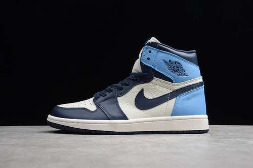 [98-96-107]-[555088-140]-[AIR JORDAN 1 RETRO HIGH UNC LEATHER OBSIDIAN/UNIVERSITY BLUE]