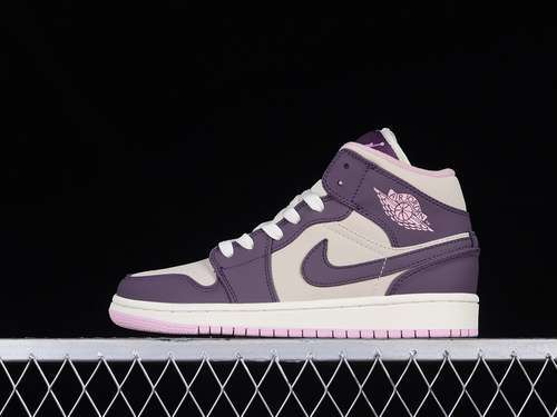 【340】[555112-500]-[AIR JORDAN 1 RETRO MID GS PRO PURPLE/DESERT SAND]-[WOMAN:36-40]