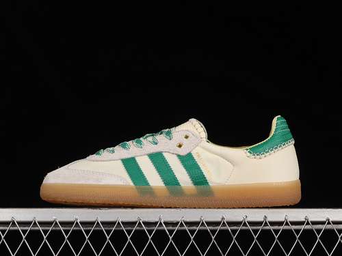 【250】[GY4344]-[WALES BONNER X SAMBA SHOES CREAM WHITE/BOLD GREEN]-[WOMAN:36-39]-[MAN:40-45]