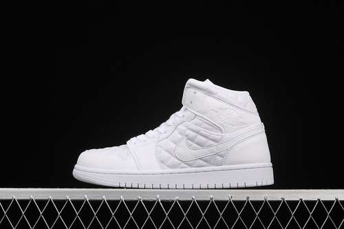 【340】[DB6078-100]-[AIR JORDAN 1 MID SE WHITE QUILTED WHITE/WHITE/BLACK]-[WOMAN:36-39]-[MAN:40-46]