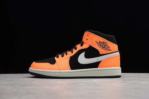 [78-76-86]-[554724-062]-[AIR JORDAN 1 MID BLACK/CONE-LIGHT BONE]-[MAN:40-46]