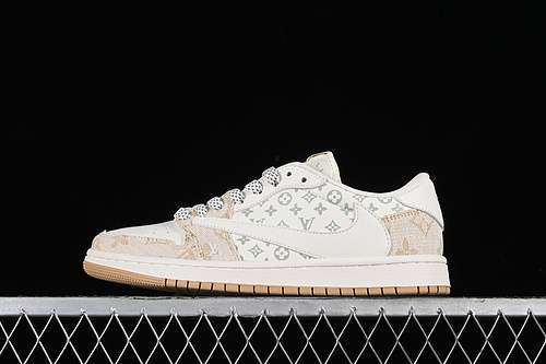 【360】[SJ2068-009]-[TRAVIS SCOTT X FRAGMENT DESIGN AIR JORDAN 1 LOW OG SP WHITE/GREY/KHAKI]-[36-45]