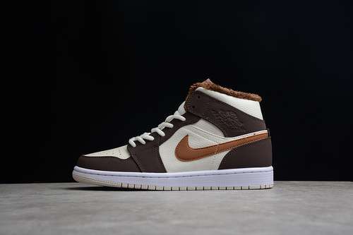 【340】[DO6699-200]-[GZ AIR JORDAN 1 MID CREAM WHITE/DARK CHOCOLATE/BROWN]-[WOMAN:36-39]-[MAN:40-46]