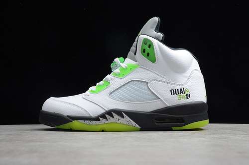 【400】[467827-105]-[GZ AIR JORDAN 5 RETRO QUAI 54 WHITE/BLACK-METALLIC SILVER-RADIANT GREEN]