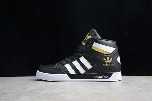 【260】[FV5327]-[HARDCOURT HIGH SHOES CORE BLACK/CLOUD WHITE/GOLD METALLIC]-[WOMAN:36-39]-[MAN:40-45]