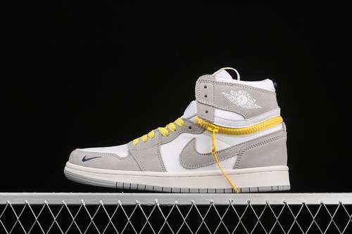 【380】[CW6576-100]-[AIR JORDAN 1 HIGH SWITCH WHITE/LIGHT SMOKE GREY/SAIL/TOUR YELLOW]-[UNISEX:36-46]