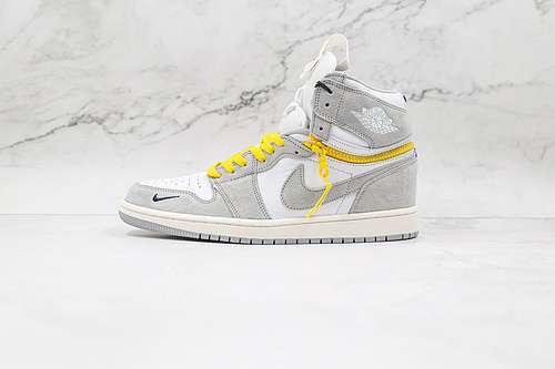【420】[CW6576-100]-[AIR JORDAN 1 HIGH SWITCH WHITE/LIGHT SMOKE GREY/SAIL/TOUR YELLOW]-[UNISEX:36-46]