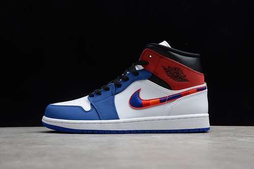 【360】[852542-146]-[AIR JORDAN 1 MID SE WHITE/BLUE/RED-BLACK]-[WOMAN:35.5-39]-[MAN:40-46]