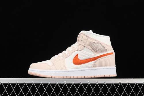 【340】[DA8009-108]-[AIR JORDAN 1 MID GS CORDUROY SAIL/ORANGE QUARTZ/WHITE]-[WOMAN:35.5-39]