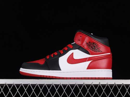 【320】[BQ6472-079]-[ AIR JORDAN 1 MID ALTERNATE BRED TOE BLACK/WHITE/GYM RED]-[UNSIEX:36-46]