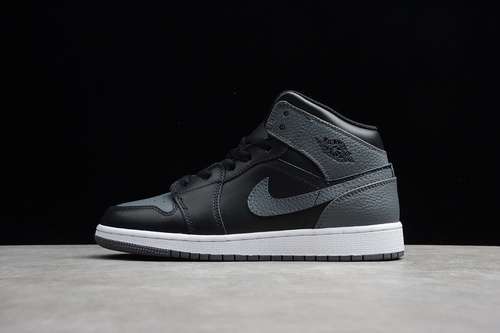 [554725-041]-[GZ AIR JORDAN 1 MID BLACK/DARK GREY-SUMMIT WHITE]-[UNISEX:36-47]