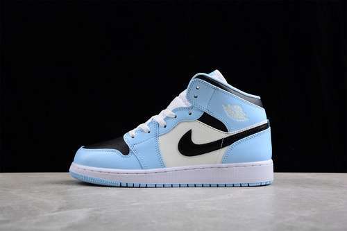 【340】[555112-401]-[AIR JORDAN 1 MID GS ICE BLUE/BLACK/SAIL/WHITE]-[WOMAN:35.5-40]
