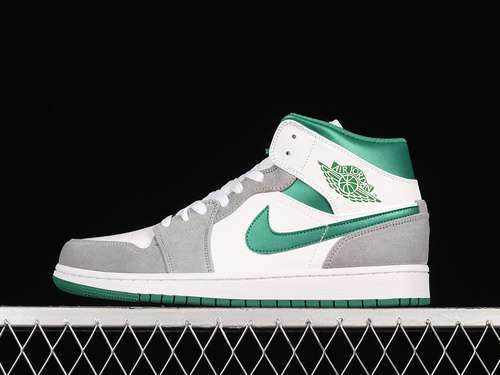 【340】[DC7294-103]-[AIR JORDAN 1 MID SE WHITE/LIGHT SMOKE GREY/PINE GREEN]-[WOMAN:36-39]-[MAN:40-46]