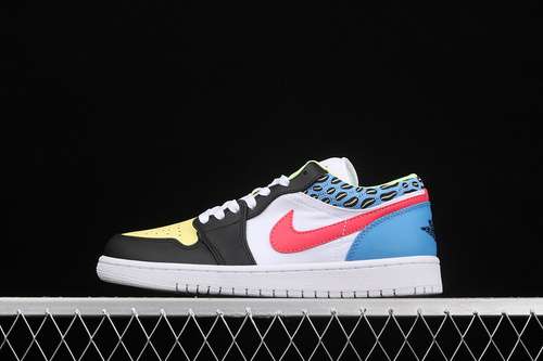 【300】[DH5927-006]-[AIR JORDAN 1 LOW GS FUNKY PATTERNS BLACK/LIGHT FUSION RED/WHITE/COAST]