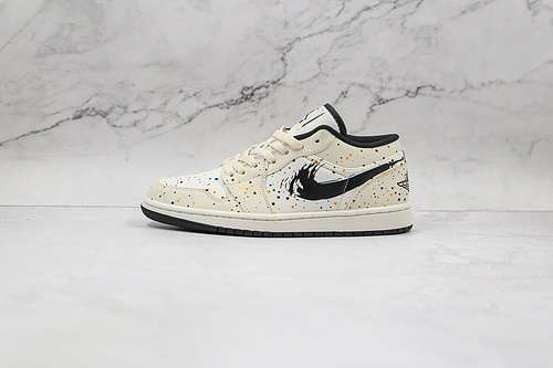 【300】[DM3528-100]-[AIR JORDAN 1 LOW PAINT SPLATTER BEIGE/BEIGE/BLACK]-[WOMAN:36-39]-[MAN:40-46]