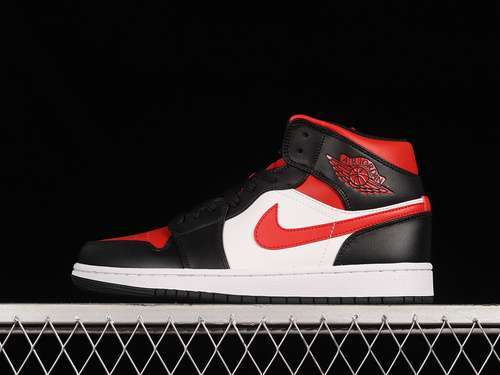 【320】[554724-079]-[AIR JORDAN 1 MID BRED TOE BLACK/WHITE/FIRE RED]-[WOMAN:36-39]-[MAN:40-46]