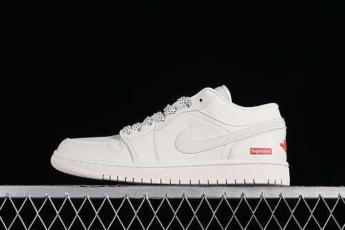 【360】[WG8850-002]-[SUPREME X AIR JORDAN 1 LOW WHITE/GREY/RED]-[WOMAN:36-39]-[MAN:40-45]