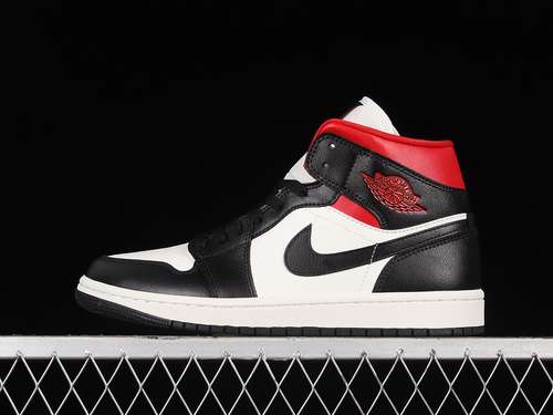 【340】[BQ6472-061]-[AIR JORDAN 1 MID BLACK/GYM RED/SAIL]-[WOMAN:35.5-39]-[MAN:40-46]