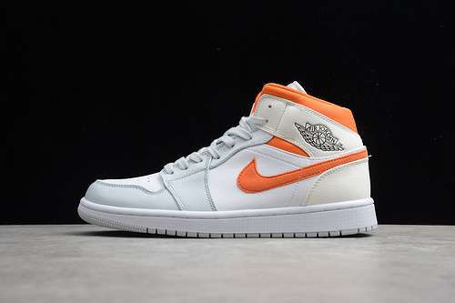 【340】[CW7591-100]-[AIR JORDAN 1 MID WHITE/STARFISH-PURE PLATINUM-SAIL]-[UNISEX:36-47.5]