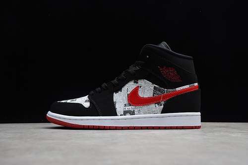 【360】[852542-061]-[AIR JORDAN 1 MID SE NEWSPAPER BLACK/WHITE/RED]-[WOMAN:36-39]-[MAN:40-46]