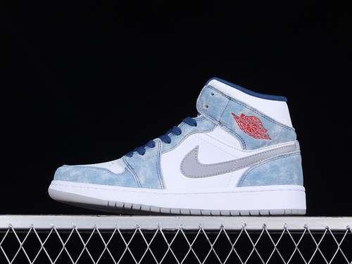 【340】[DN3706-401]-[AIR JORDAN 1 MID SE FRENCH BLUE/WHITE/LIGHT STEEL GREY/FIRE RED]-[MAN:40-46]