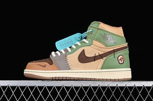【340】[DZ7292-100]-[AIR JORDAN 1 HIGH VOODOO BROWN/GREY/GREEN/WHITE]-[WOMAN:36-39]-[MAN:40-47.5]