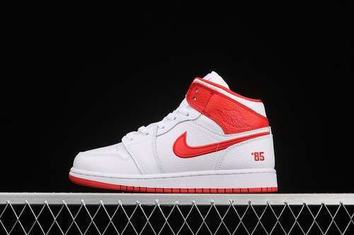 【340】[DH0200-100]-[AIR JORDAN 1 MID GS 85 WHITE/MULTI-COLOR/CHILE RED]-[WOMAN:36-40]