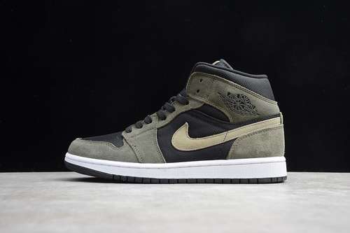 【340】[BQ6472-030]-[GZ AIR JORDAN 1 MID MILITARY OLIVE/GREY/BLACK]-[UNISEX:36-47]