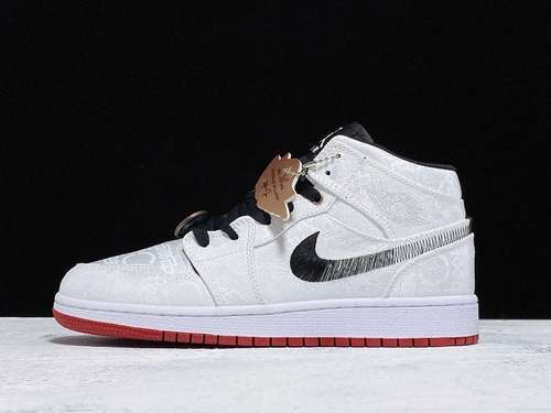 【490】[CU2804-100]-[GET CLOT X AIR JORDAN 1 MID FEARLESS WHITE/BLACK-RED]-[UNISEX:36-46]
