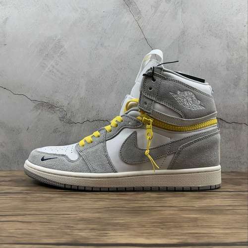【430】[CW6576-100]-[AIR JORDAN 1 HIGH SWITCH WHITE/LIGHT SMOKE GREY/SAIL/TOUR YELLOW]-[UNISEX:36-46]