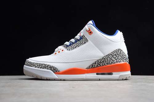 【420】[136064-148]-[GZ AIR JORDAN 3 RETRO KNICKS WHITE/OLD ROYAL/ORANGE/GREY]-[MAN:40-45]