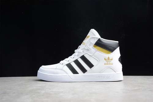 【260】[FV5329]-[HARDCOURT HIGH SHOES CLOUD WHITE/CORE BLACK/GOLD]-[WOMAN:36-39]-[MAN:40-45]