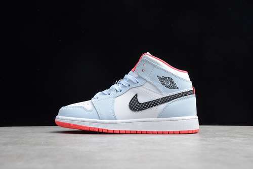 【360】[555112-400]-[GZ AIR JORDAN 1 MID POLKA DOT SWOOSH HALF BLUE/BLACK-WHITE]-[UNISEX:36-47]
