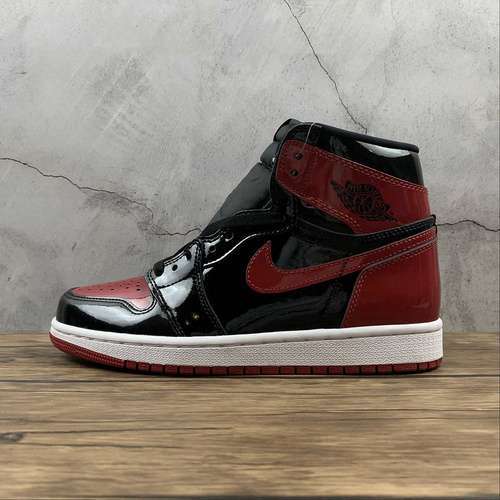【360】[555088-063]-[AIR JORDAN 1 RETRO HIGH OG PATENT BRED BLACK/WHITE/VARSITY RED]-[MAN:40-47.5]