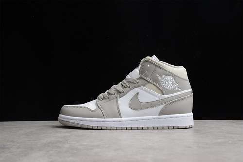 【340】[554724-082]-[AIR JORDAN 1 MID LINEN COLLEGE GREY/LIGHT BONE/WHITE]-[WOMAN:36-39]-[MAN:40-45]