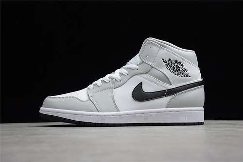 【340】[BQ6472-015]-[GZ AIR JORDAN 1 MID WHITE/LIGHT SMOKE GREY-BLACK]-[WOMAN:36-39]-[MAN:40-45]