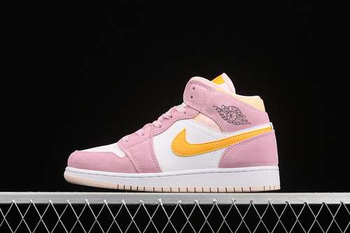 【320】[DC9517-600]-[AIR JORDAN 1 MID SE GS LIGHT ARCTIC PINK/UNIVERSITY GOLD/WHITE]-[WOMAN:36-40]
