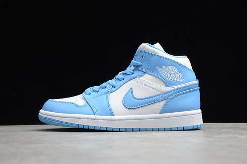 【340】[554724-106]-[AIR JORDAN 1 MID UNC WHITE/UNIVERSITY BLUE-WHITE]-[WOMAN:36-39]-[MAN:40-47]