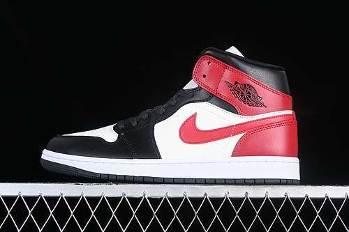 【340】[BQ6472-160]-[AIR JORDAN 1 MID BLACK TOE SAIL/OFF NOIR/WHITE/GYM RED]-[UNISEX:35.5-46]