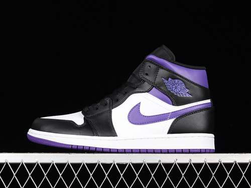 【340】[554724-095]-[AIR JORDAN 1 MID DARK IRIS WHITE/BLACK/COURT PURPLE]-[MAN:40-46]